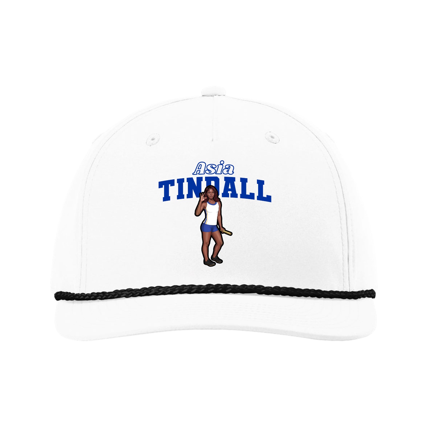 Five-Panel Classic Rope Cap — Name Arch in White