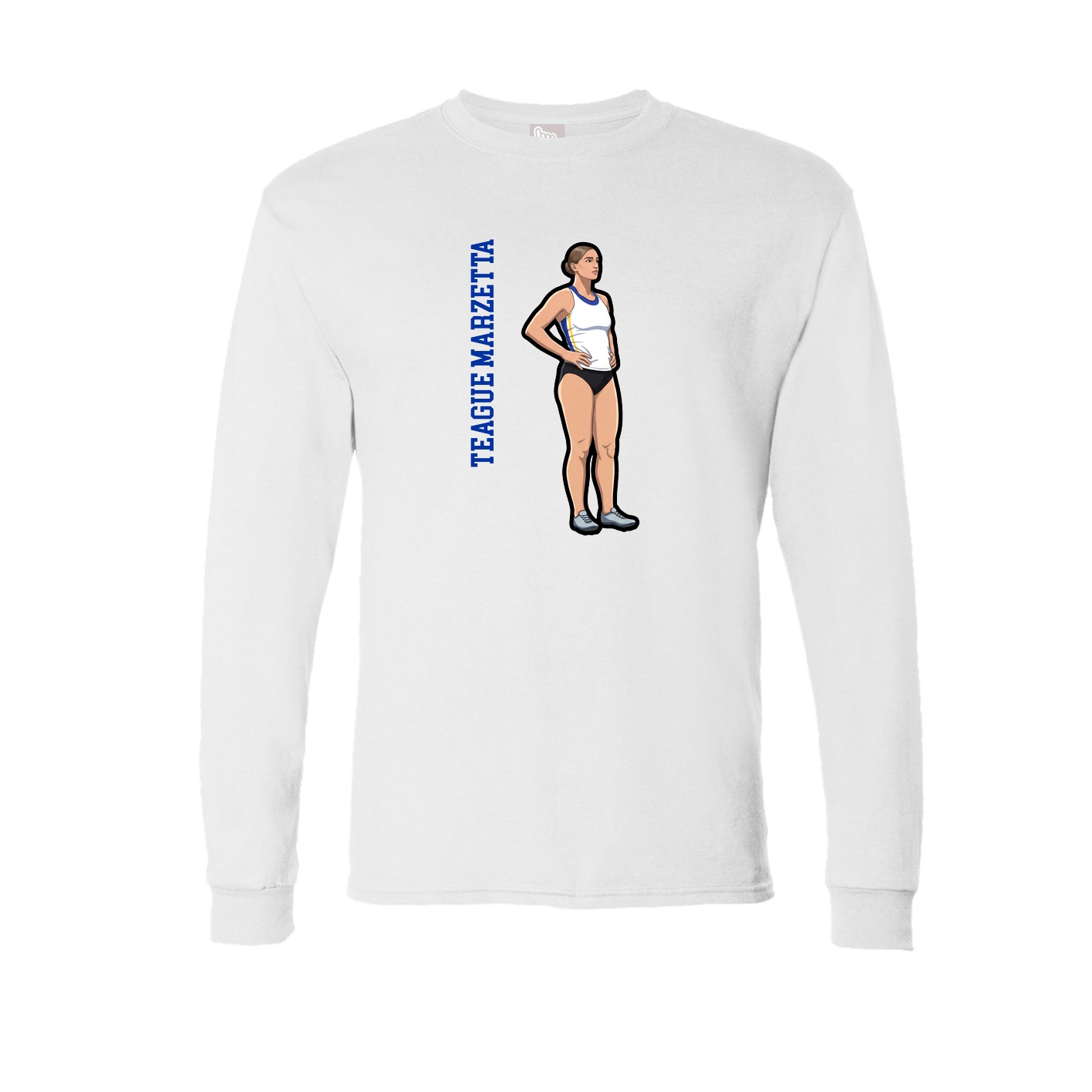 Long Sleeve Tee — Name Vertical in White