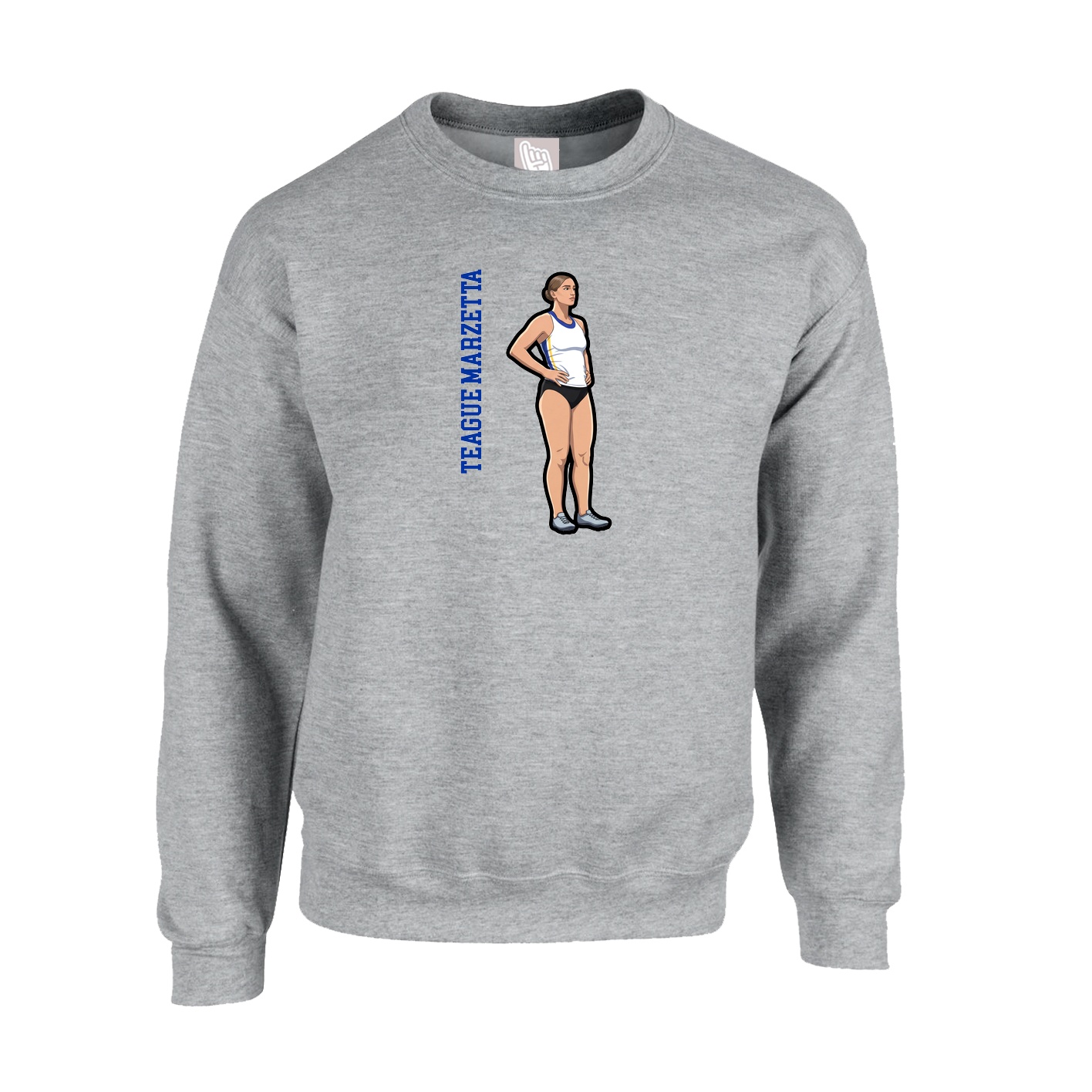 Fleece Crew — Name Vertical in Grey