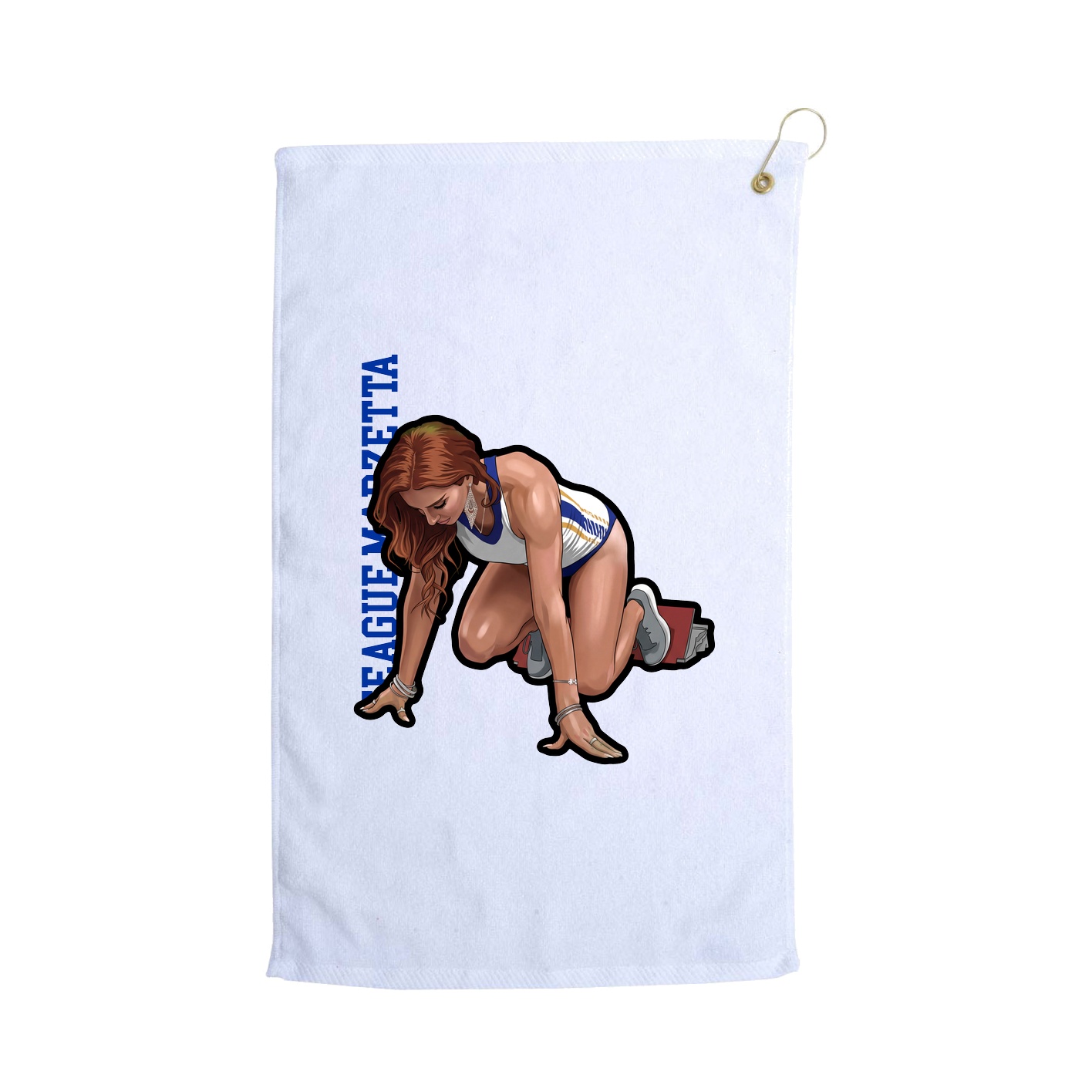 Golf Towel — Name Vertical in White