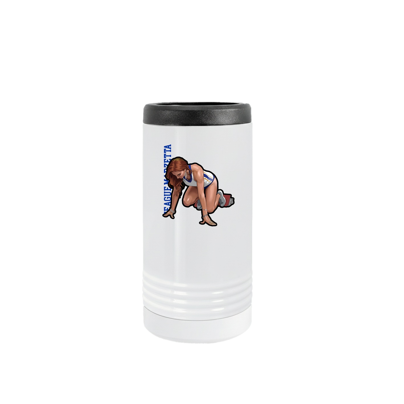 Slim Beverage Holder — Name Vertical in White