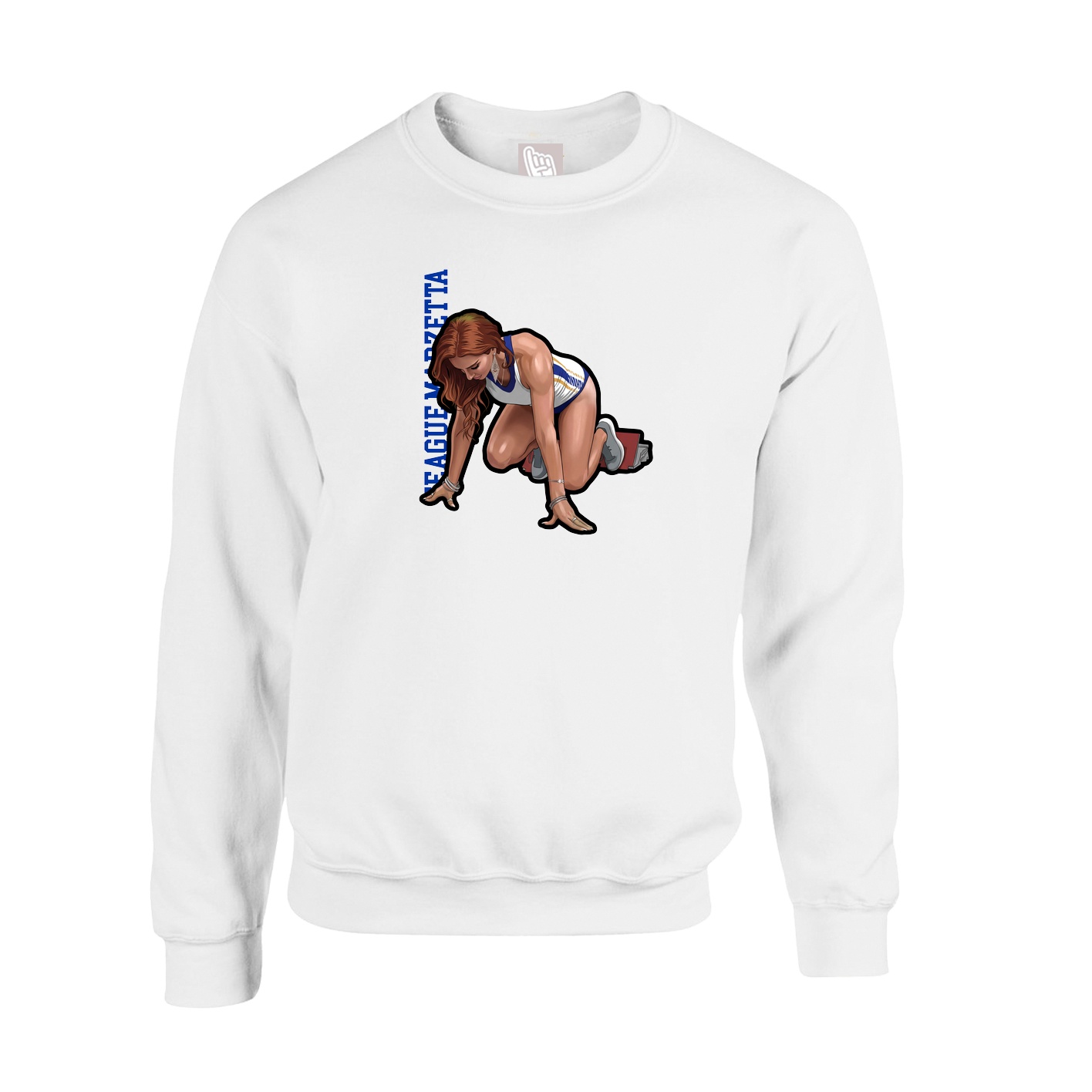 Fleece Crew — Name Vertical in White
