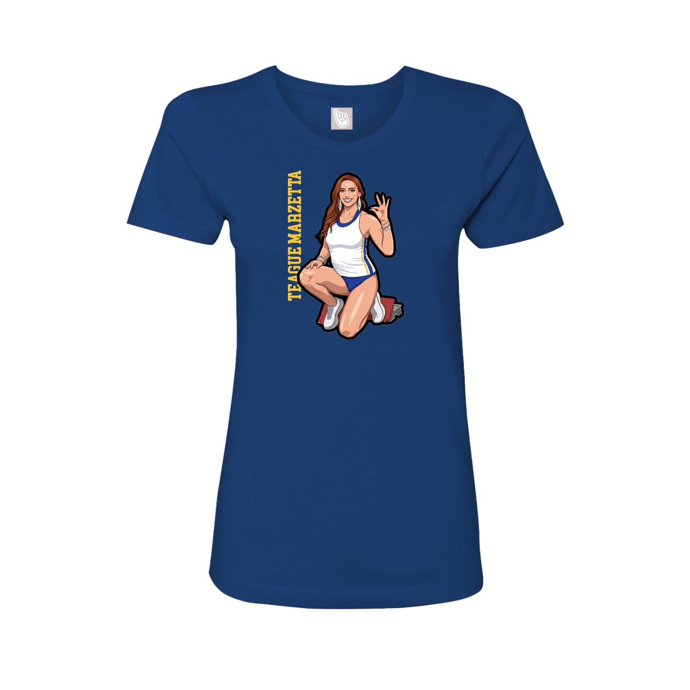Fitted Women's Tee — Name Vertical in Royal