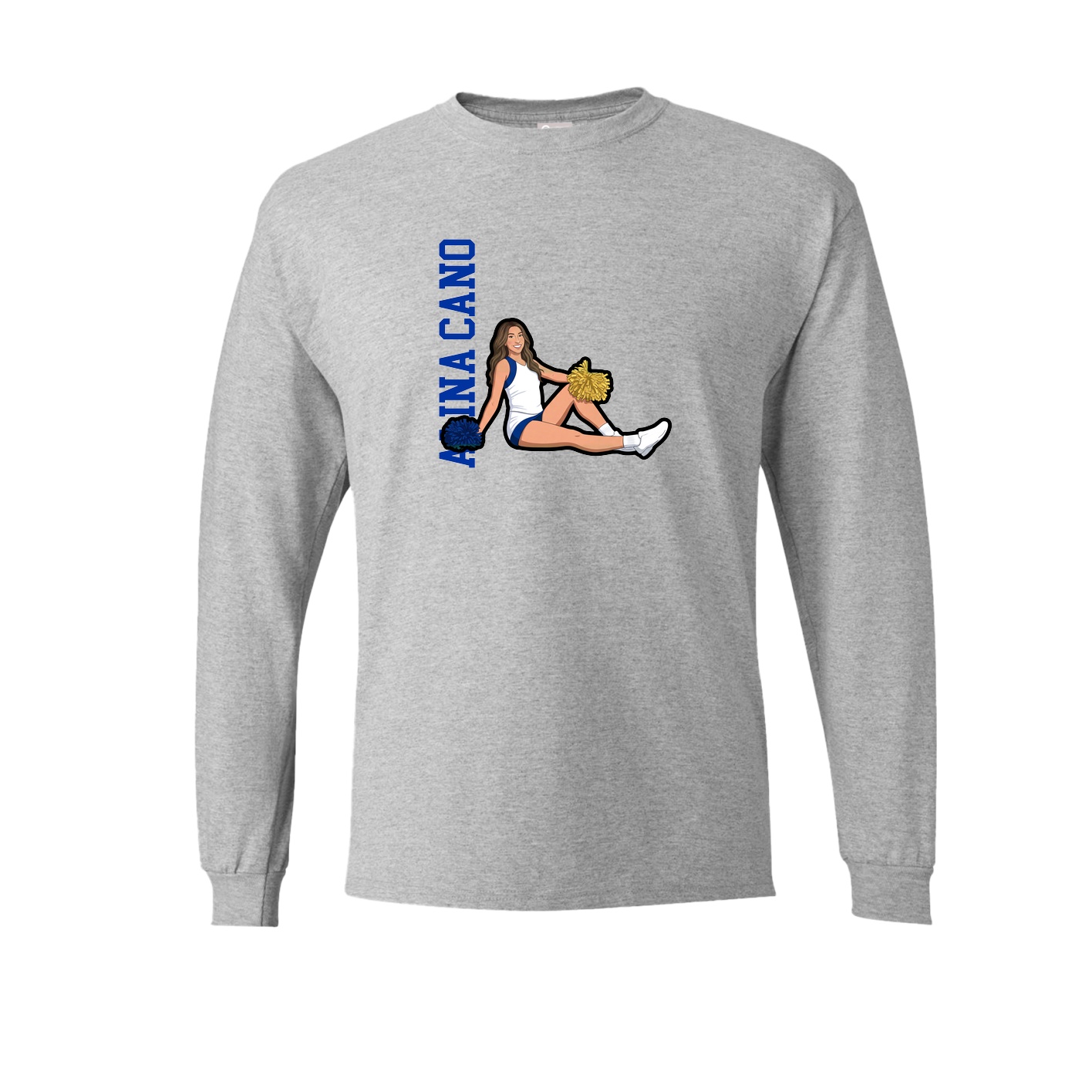 Long Sleeve Tee — Name Vertical in Grey