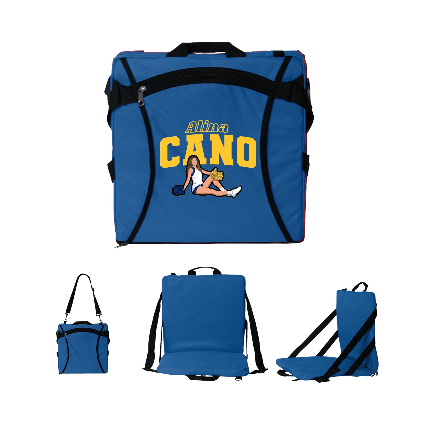 Folding Stadium Seat — Name Arch in Royal