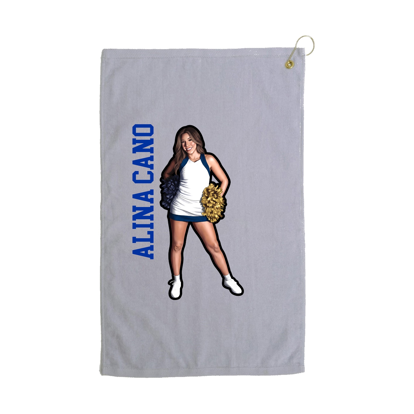 Golf Towel — Name Vertical in Grey