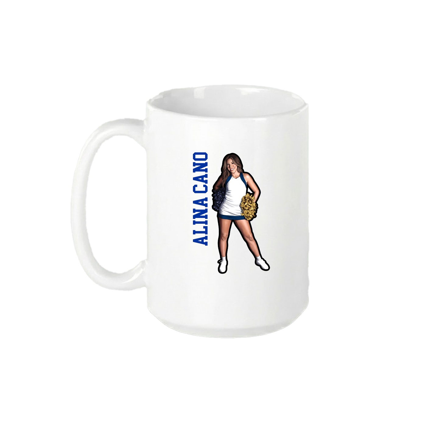 15oz Coffee Mug — Name Vertical in White