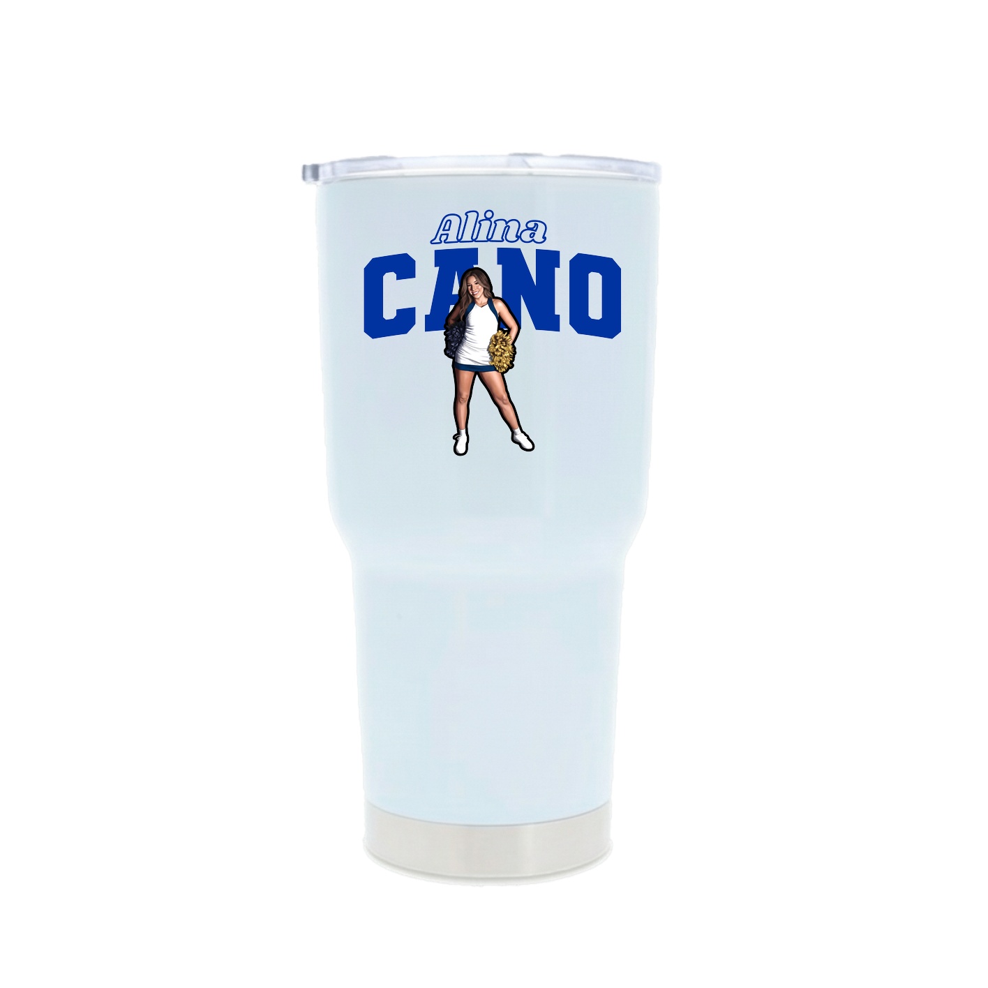 30oz Stainless Steel Tumbler — Name Arch in White