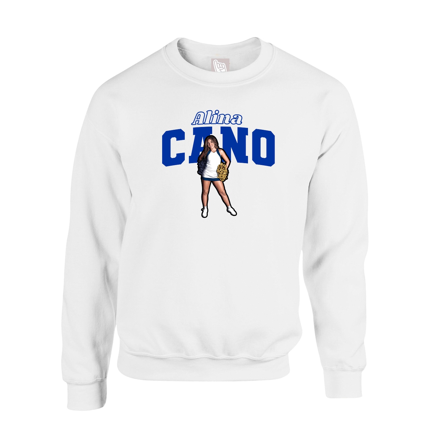 Fleece Crew — Name Arch in White