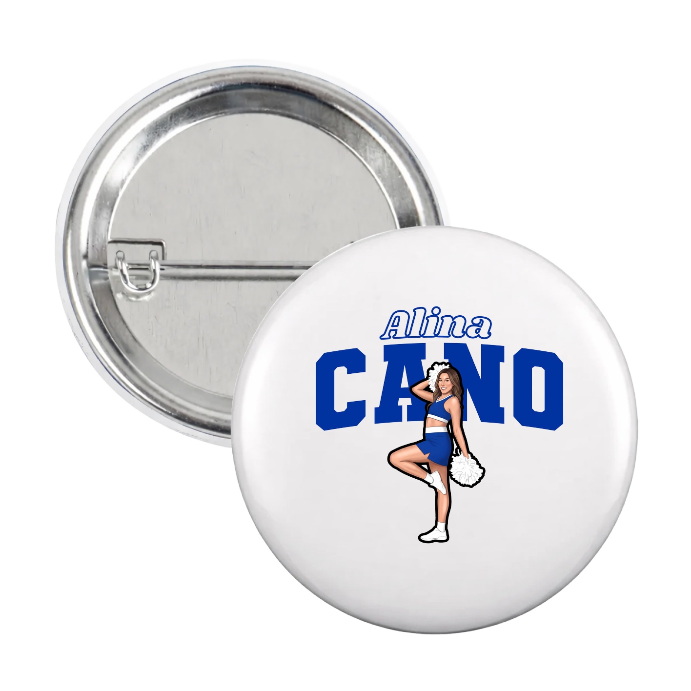 Game Day Button — Name Arch in White