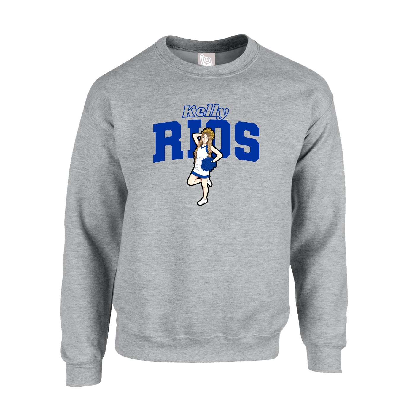 Fleece Crew — Name Arch in Grey