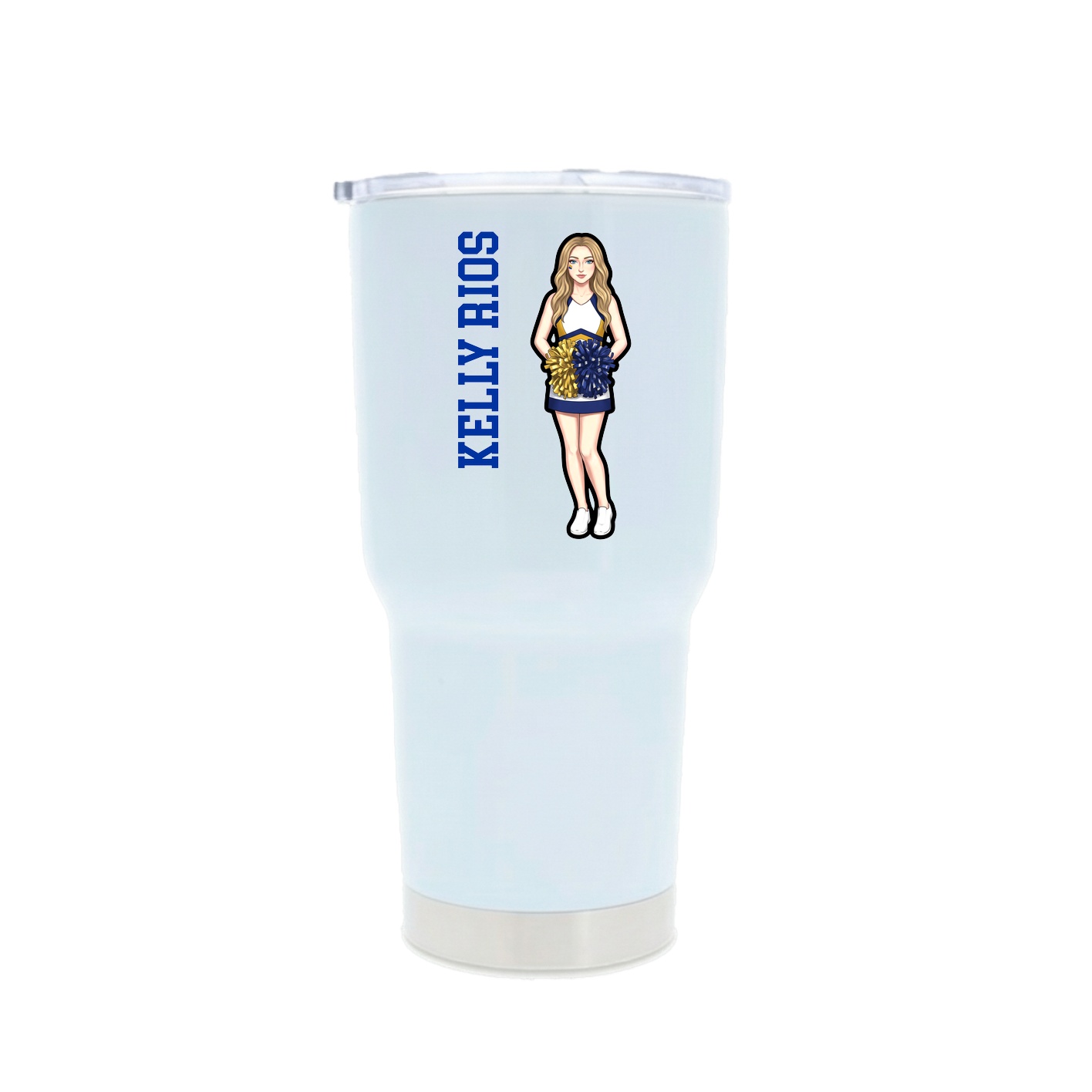 30oz Stainless Steel Tumbler — Name Vertical in White