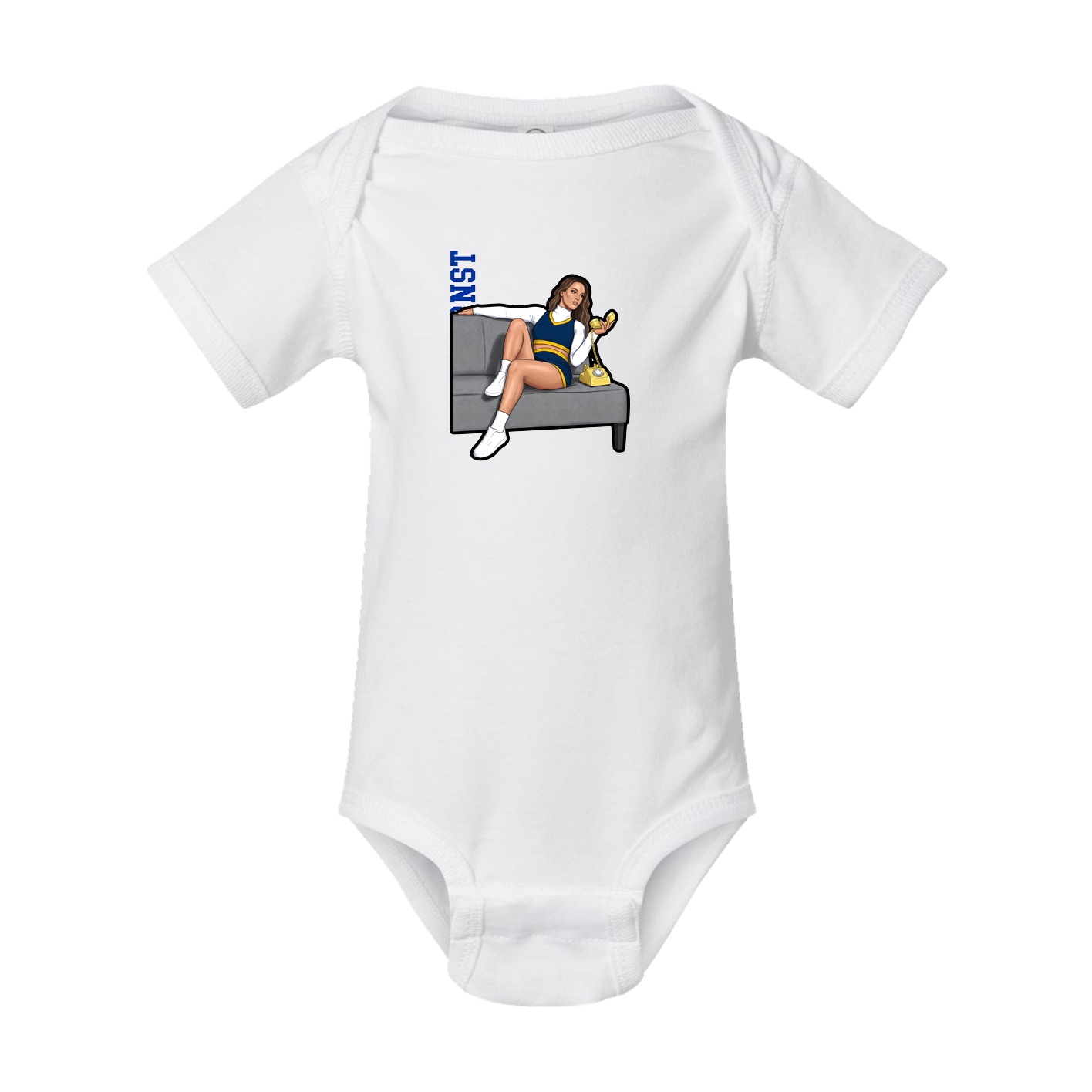 Baby Onesie — Name Vertical in White