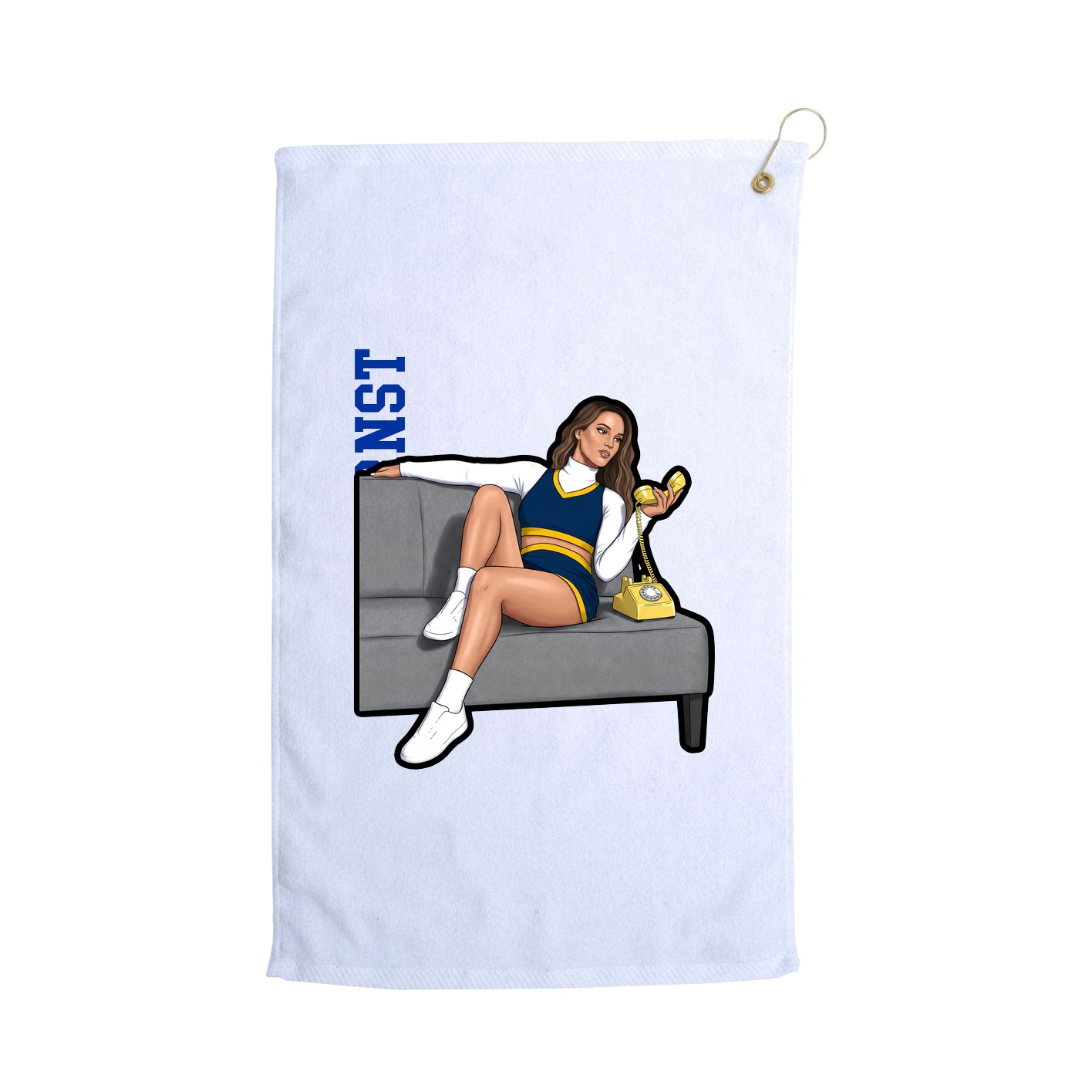 Golf Towel — Name Vertical in White