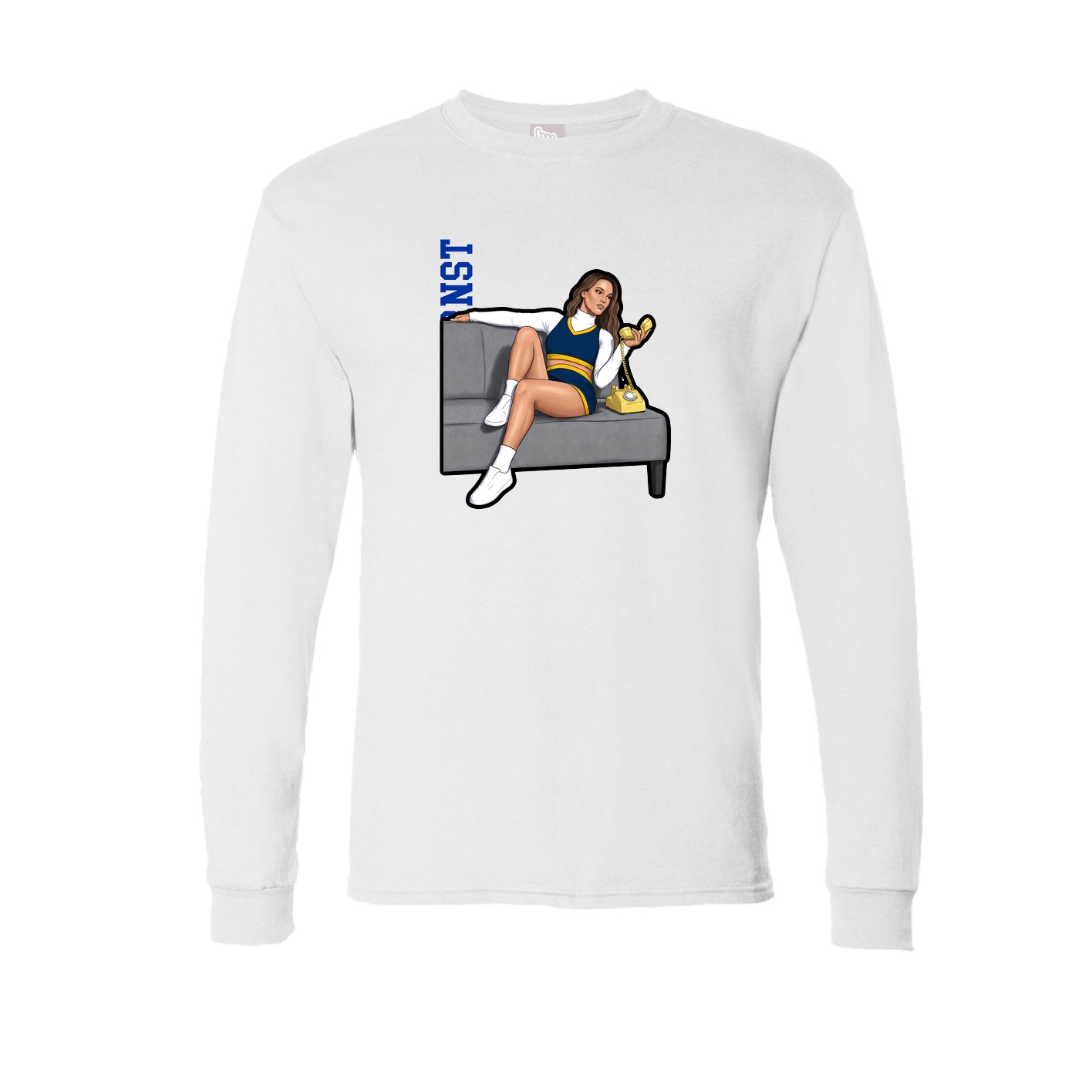 Long Sleeve Tee — Name Vertical in White