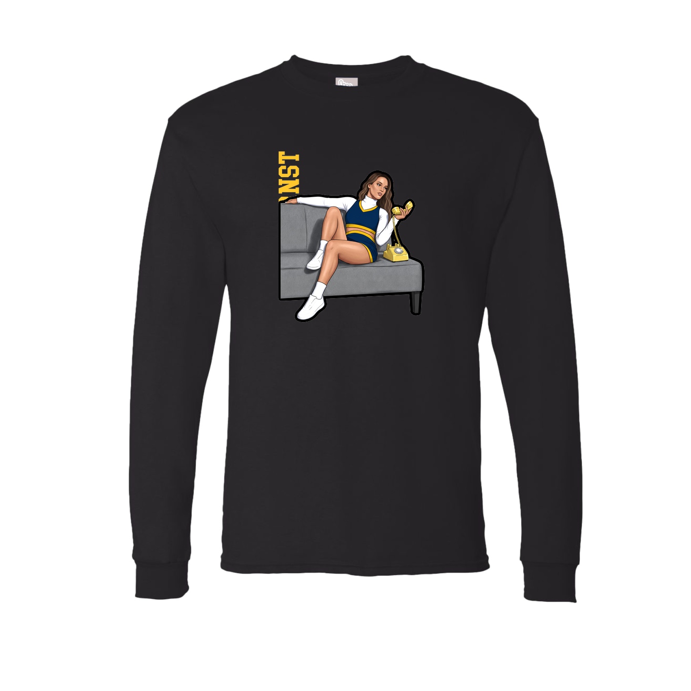 Long Sleeve Tee — Name Vertical in Black