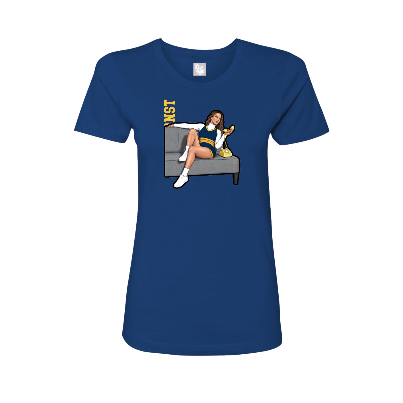Fitted Women's Tee — Name Vertical in Royal