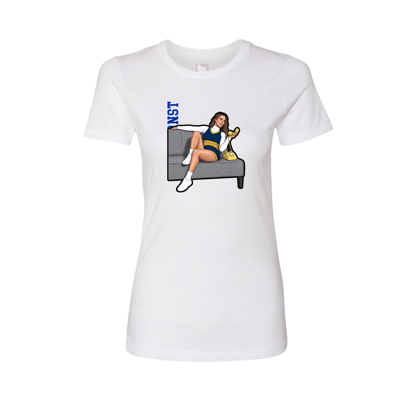 Fitted Women's Tee — Name Vertical in White