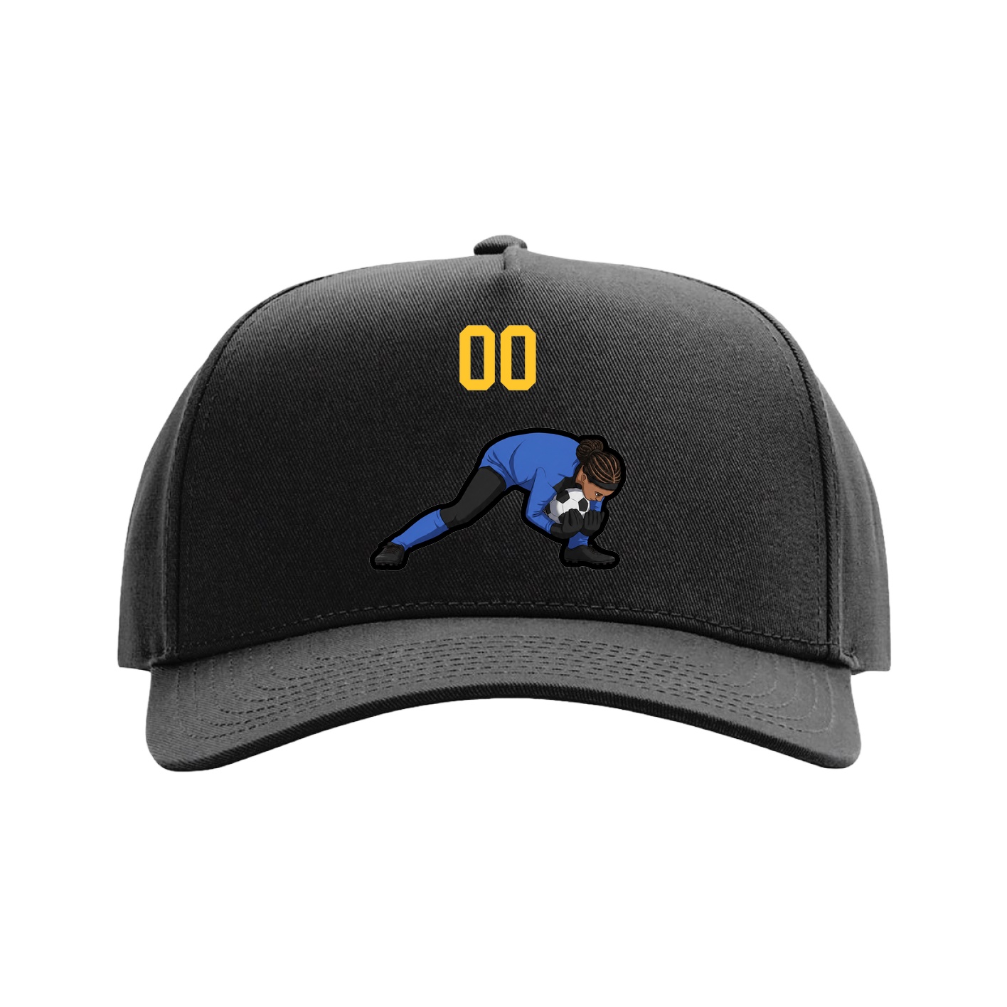 Full Fabric Five-Panel Champ Cap — Number Top in Black