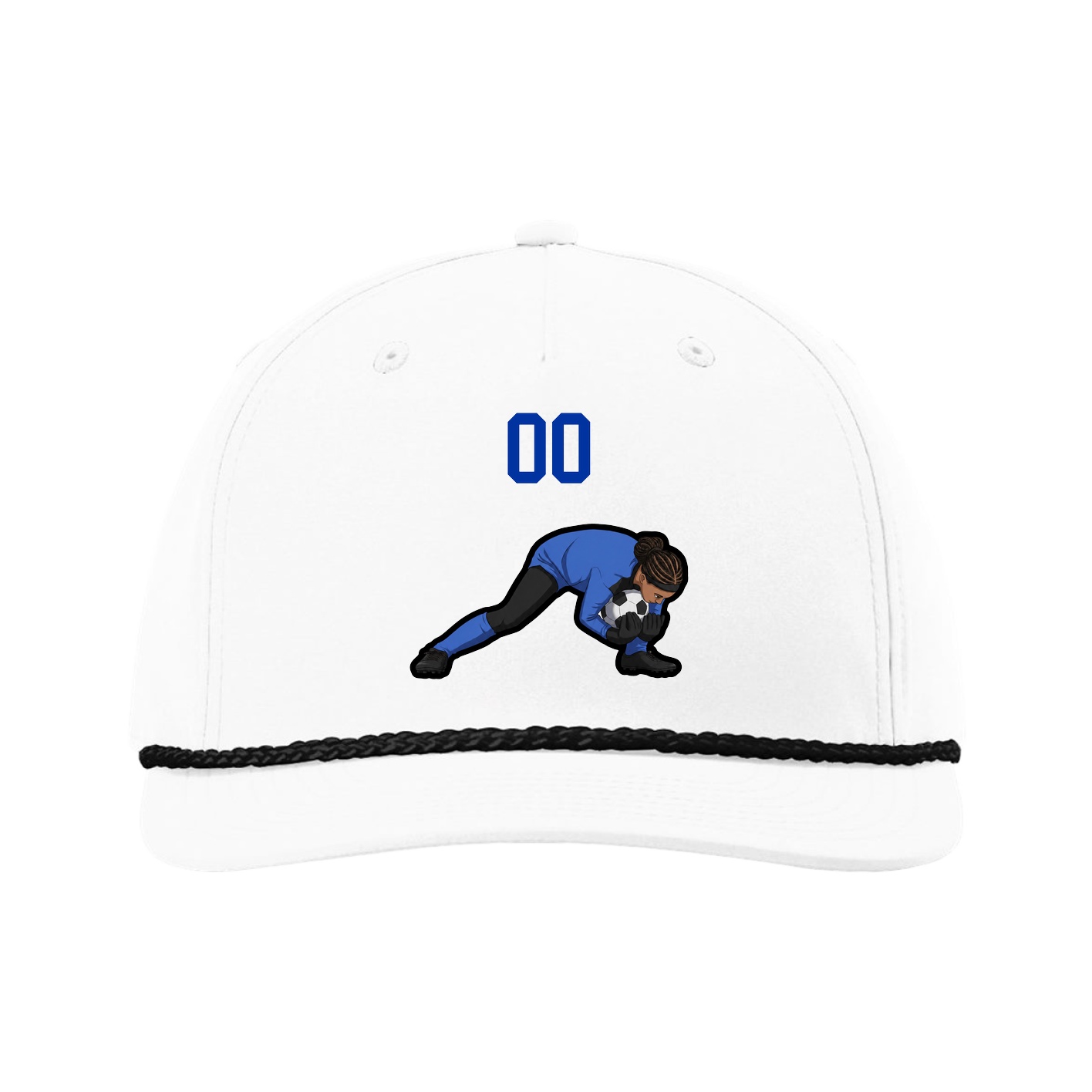 Five-Panel Classic Rope Cap — Number Top in White