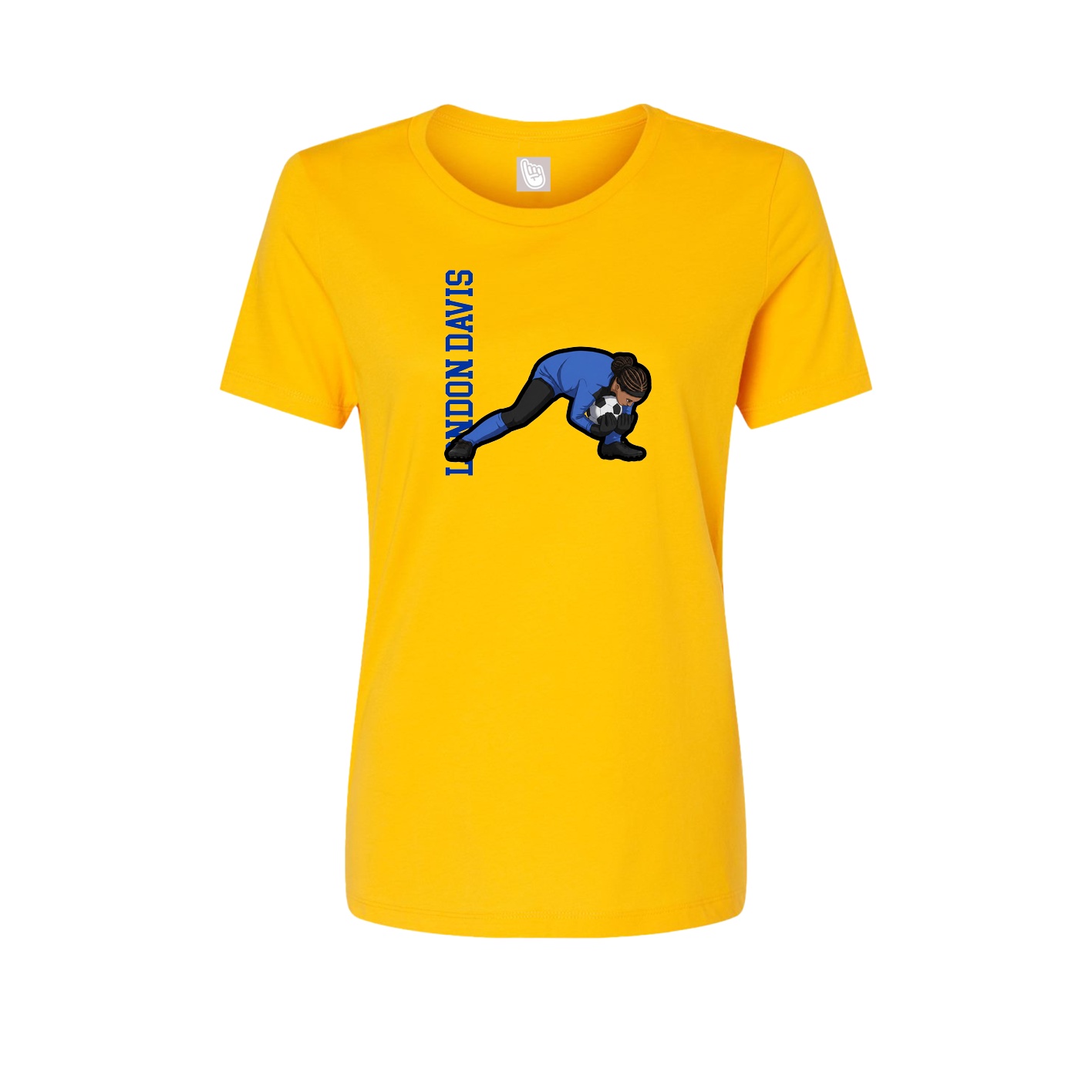 Fitted Women's Tee — Name Vertical in Gold