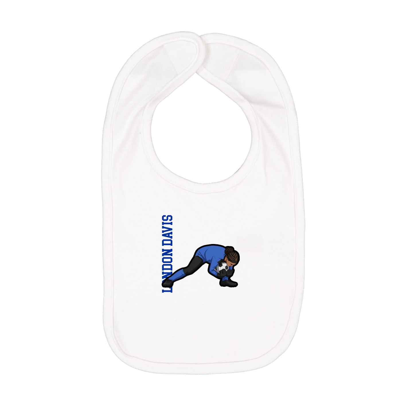 Infant Bib — Name Vertical in White