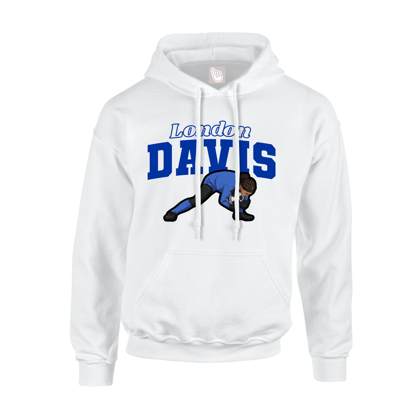 Youth Hoodie — Name Arch in White