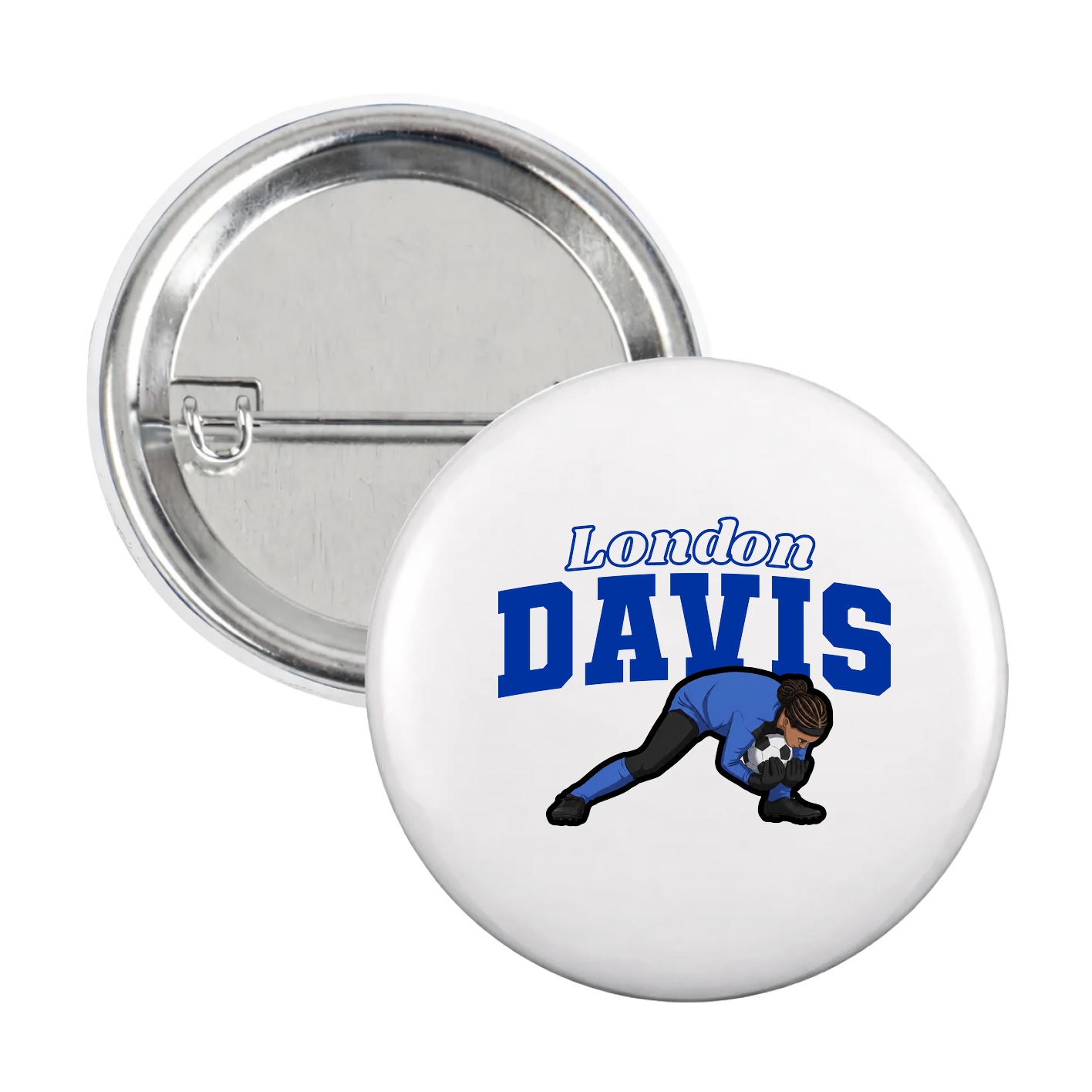 Game Day Button — Name Arch in White