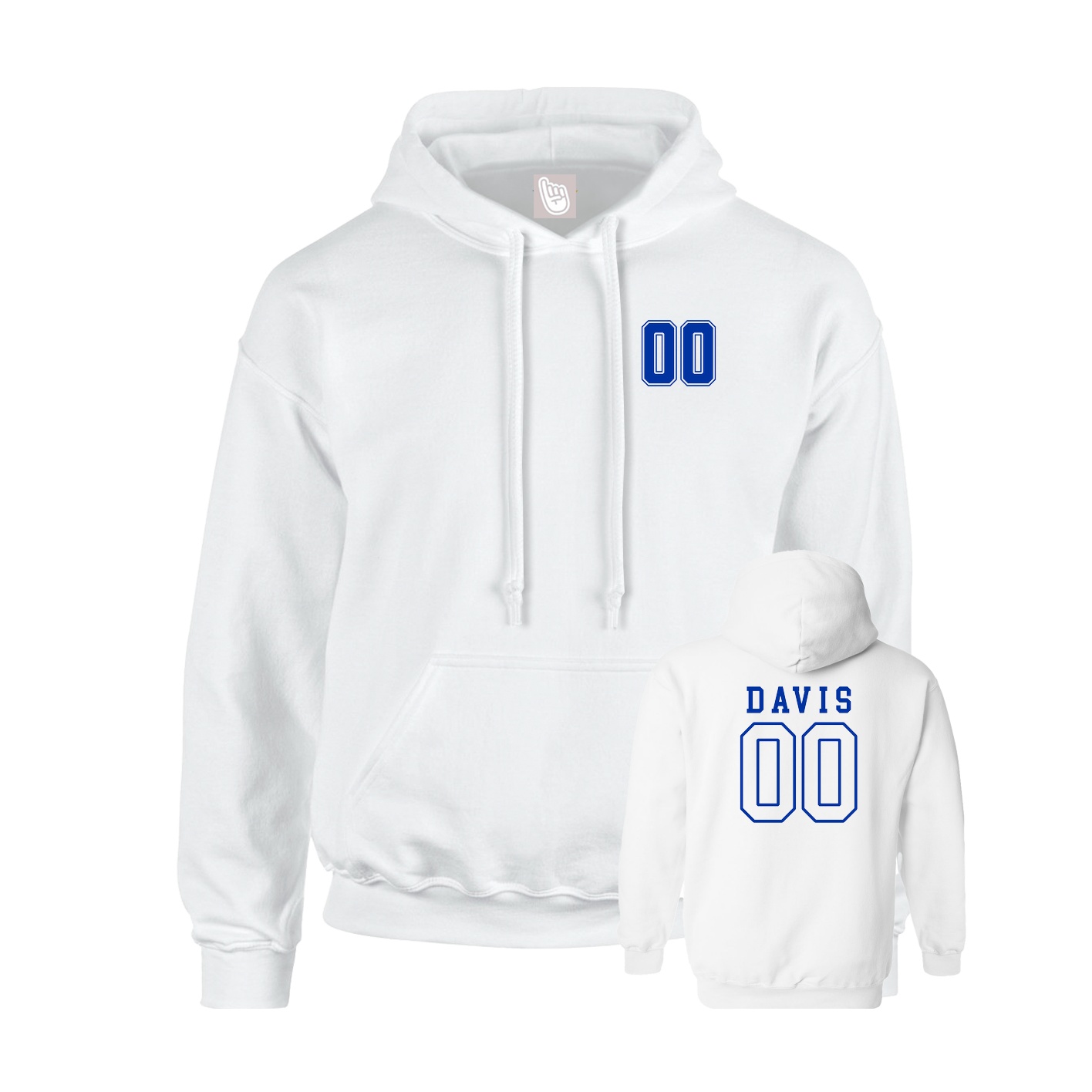 Youth Hoodie — Chest Back in White
