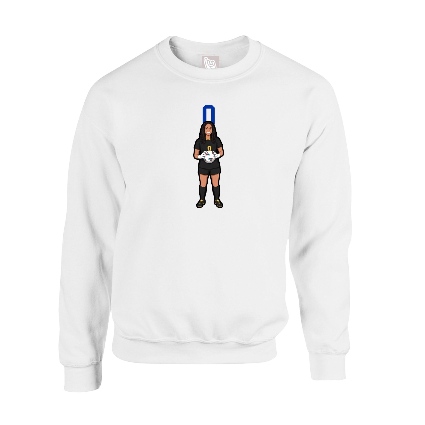 Fleece Crew — Number Top in White