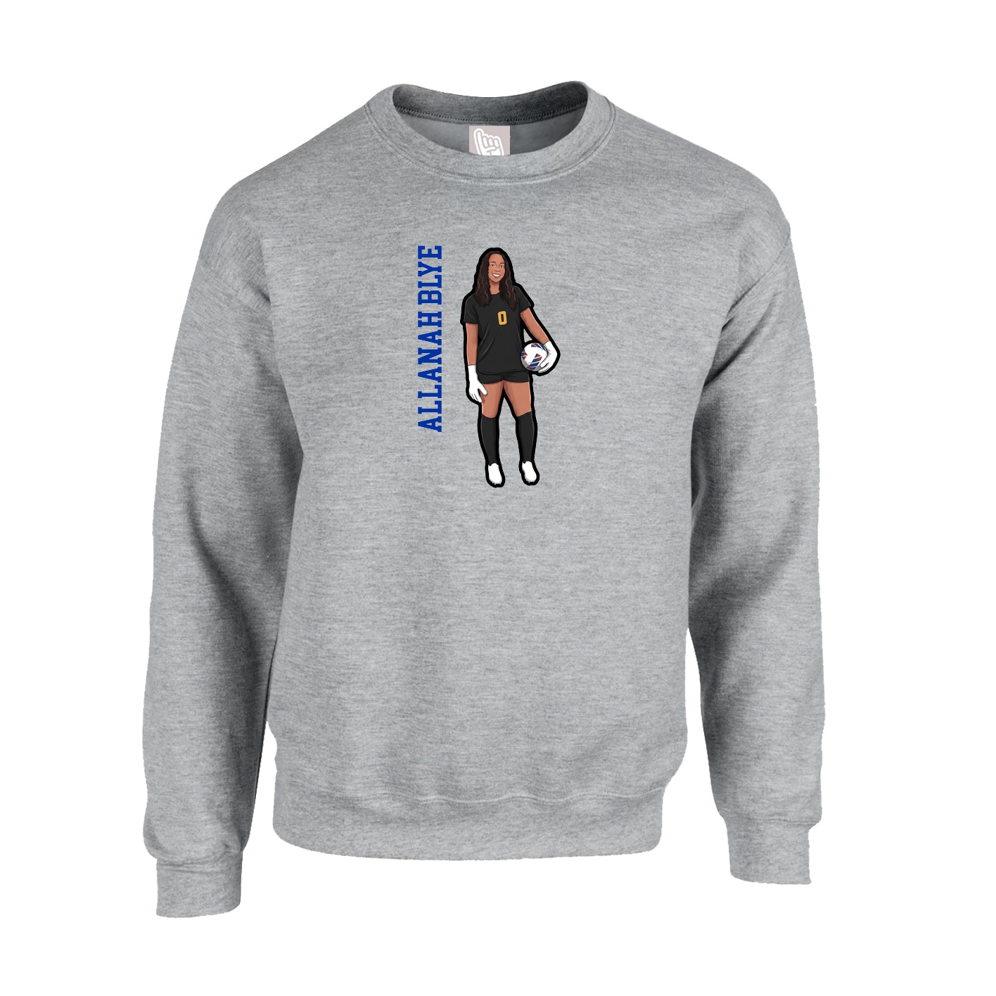 Fleece Crew — Name Vertical in Grey
