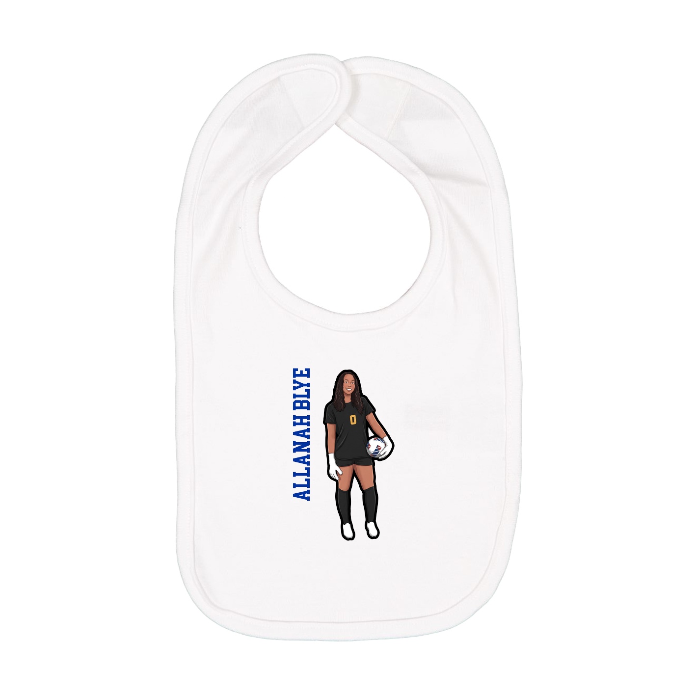 Infant Bib — Name Vertical in White