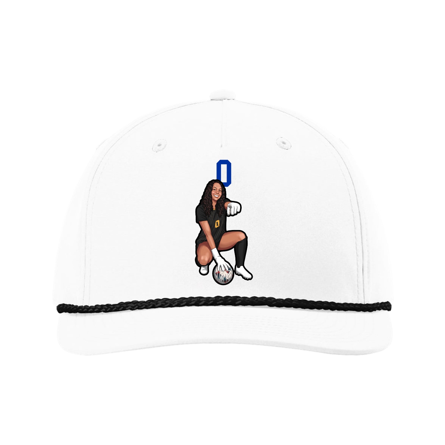 Five-Panel Classic Rope Cap — Number Top in White