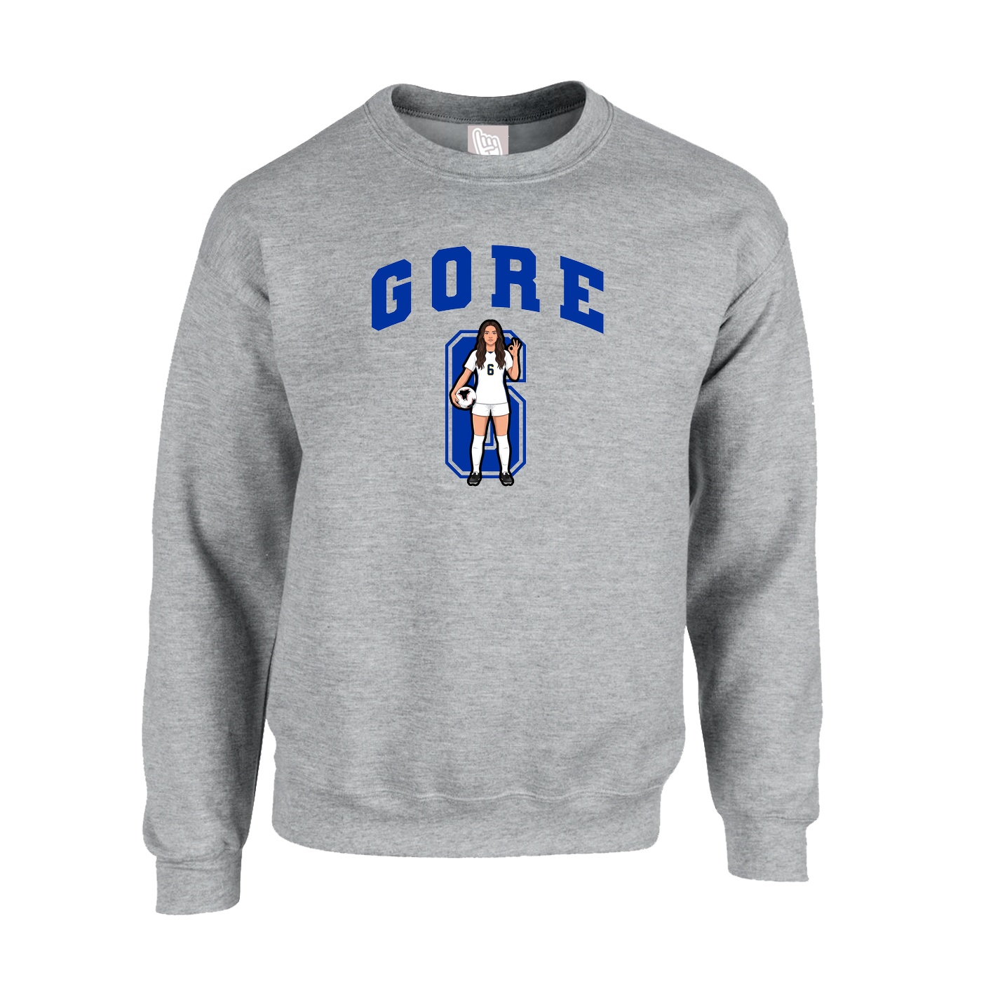 Fleece Crew — Number in Grey