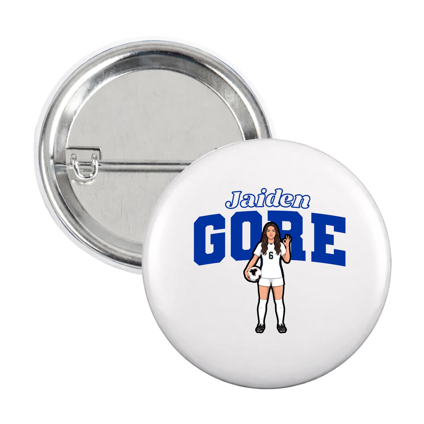 Game Day Button — Name Arch in White