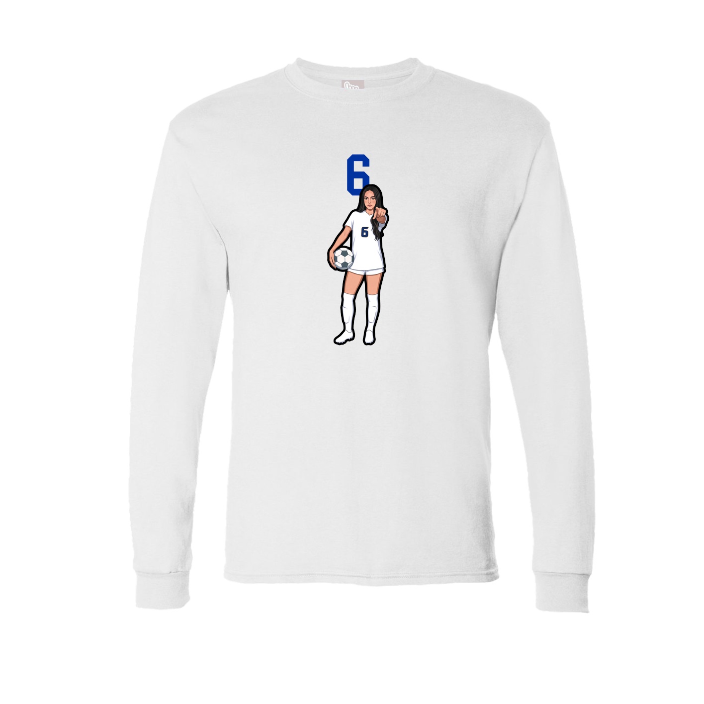 Long Sleeve Tee — Number Top in White