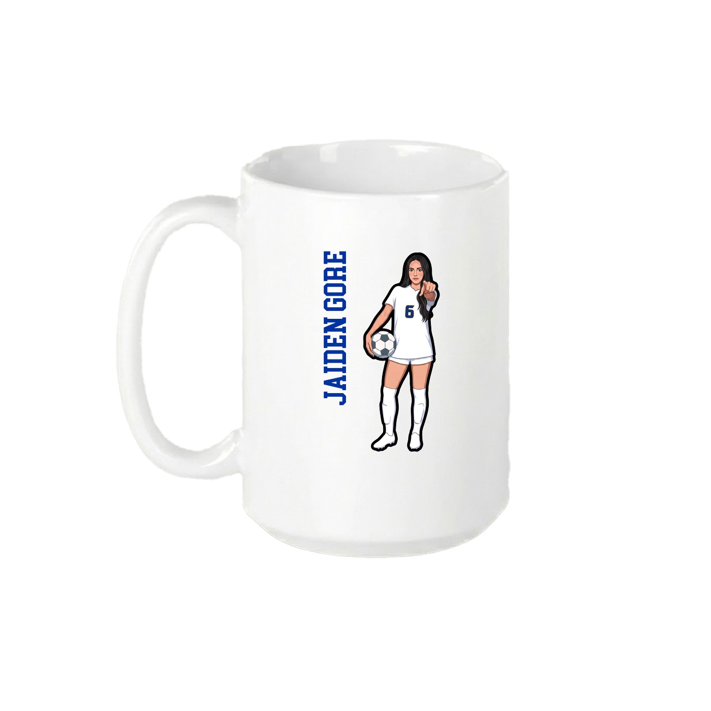 15oz Coffee Mug — Name Vertical in White