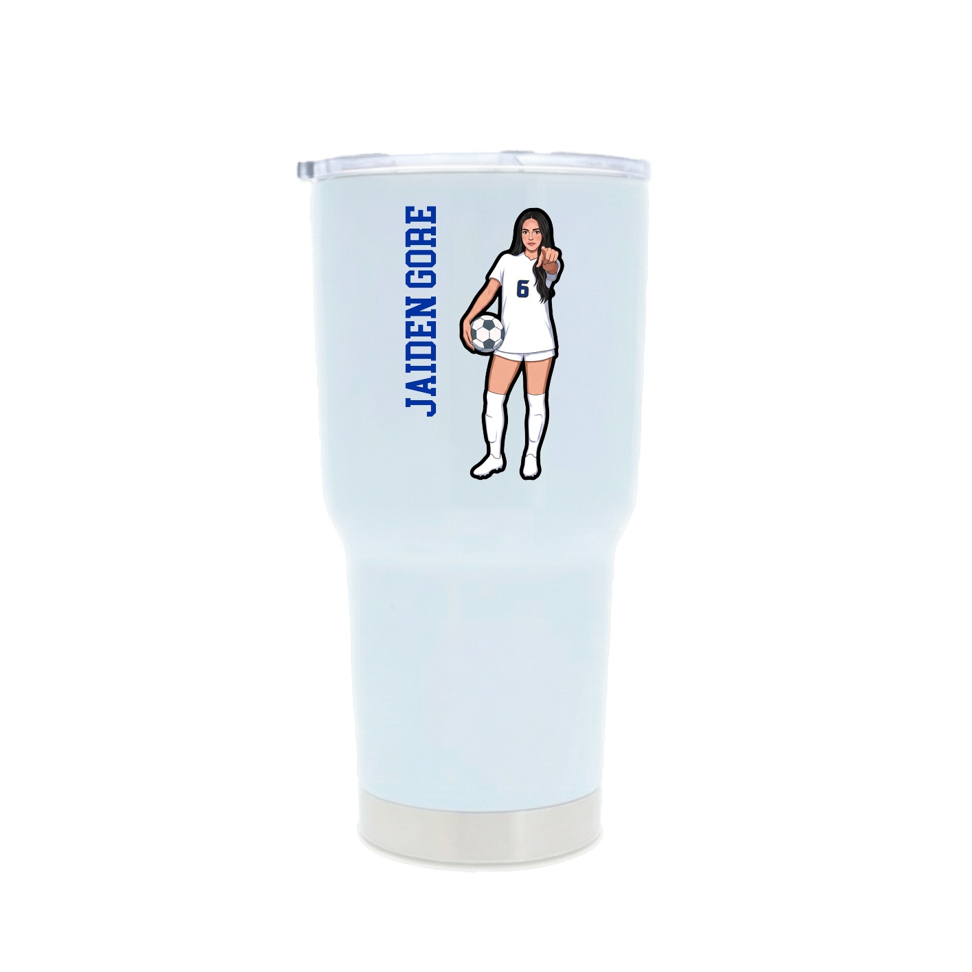 30oz Stainless Steel Tumbler — Name Vertical in White