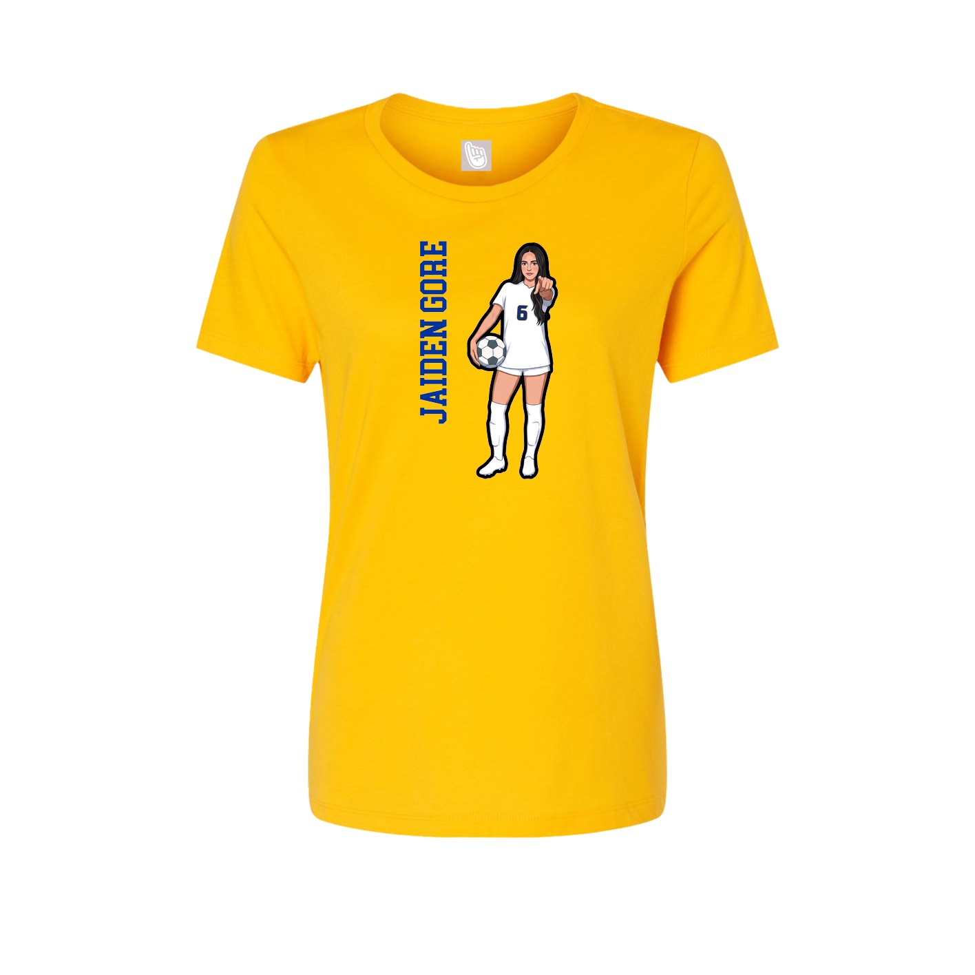 Fitted Women's Tee — Name Vertical in Gold