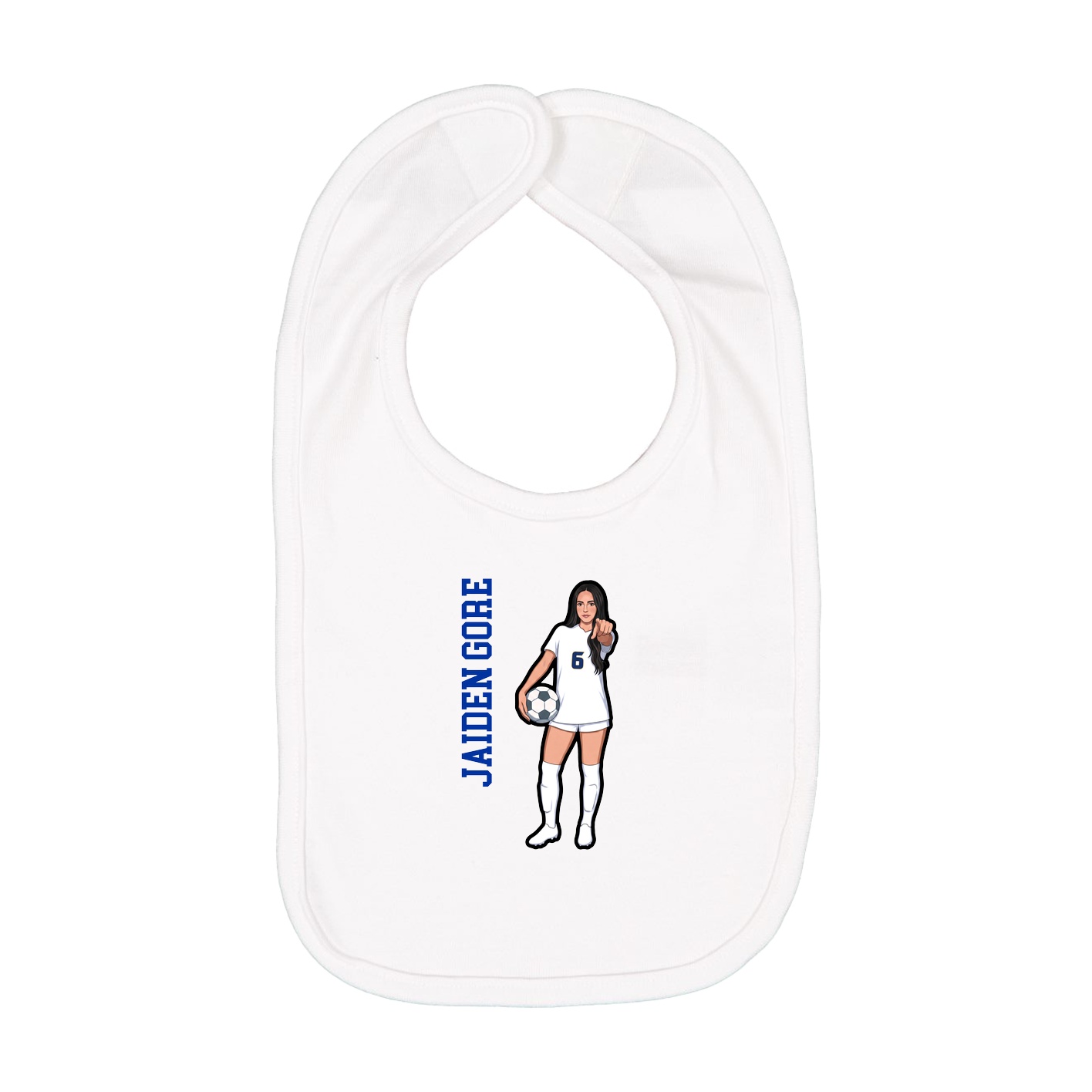 Infant Bib — Name Vertical in White
