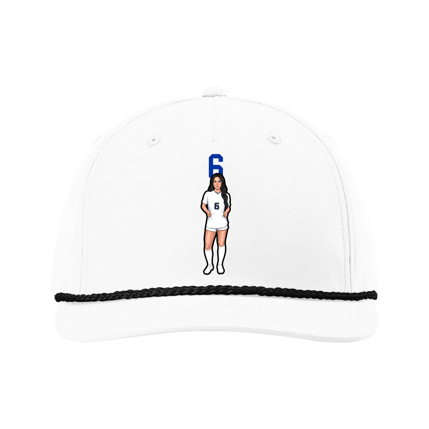 Five-Panel Classic Rope Cap — Number Top in White
