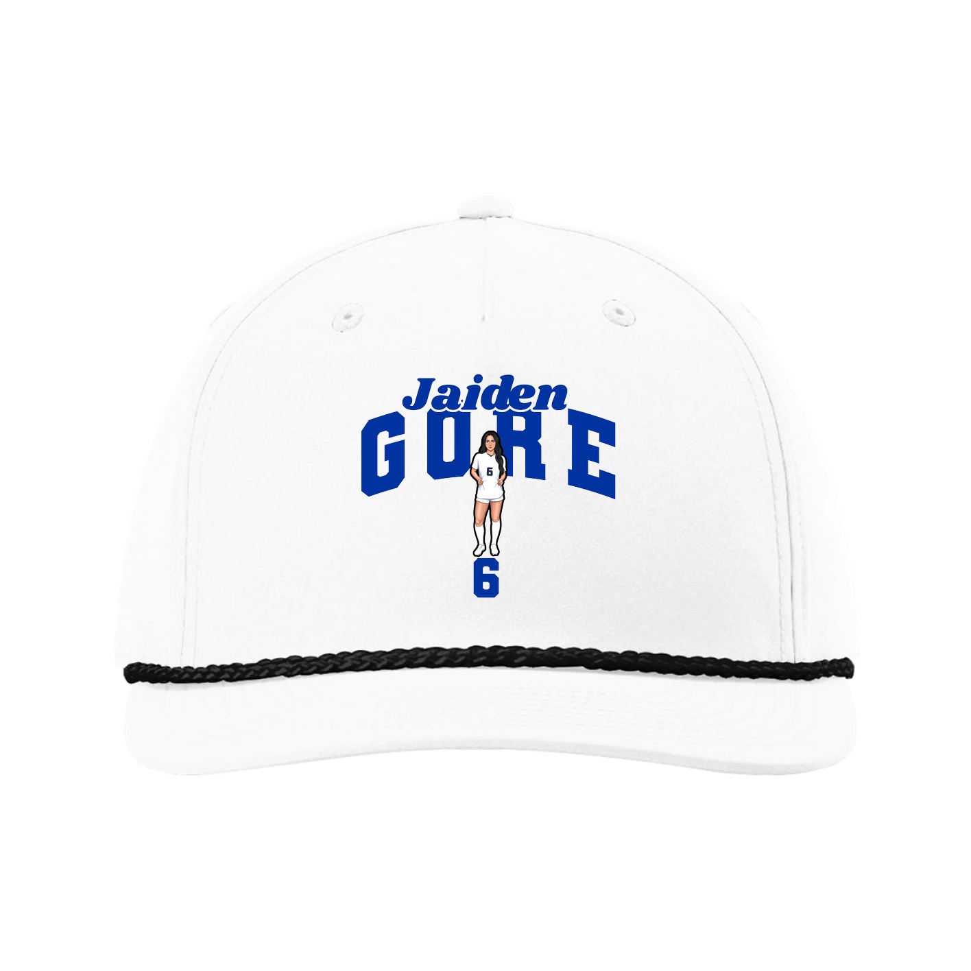 Five-Panel Classic Rope Cap — Signature Arch in White