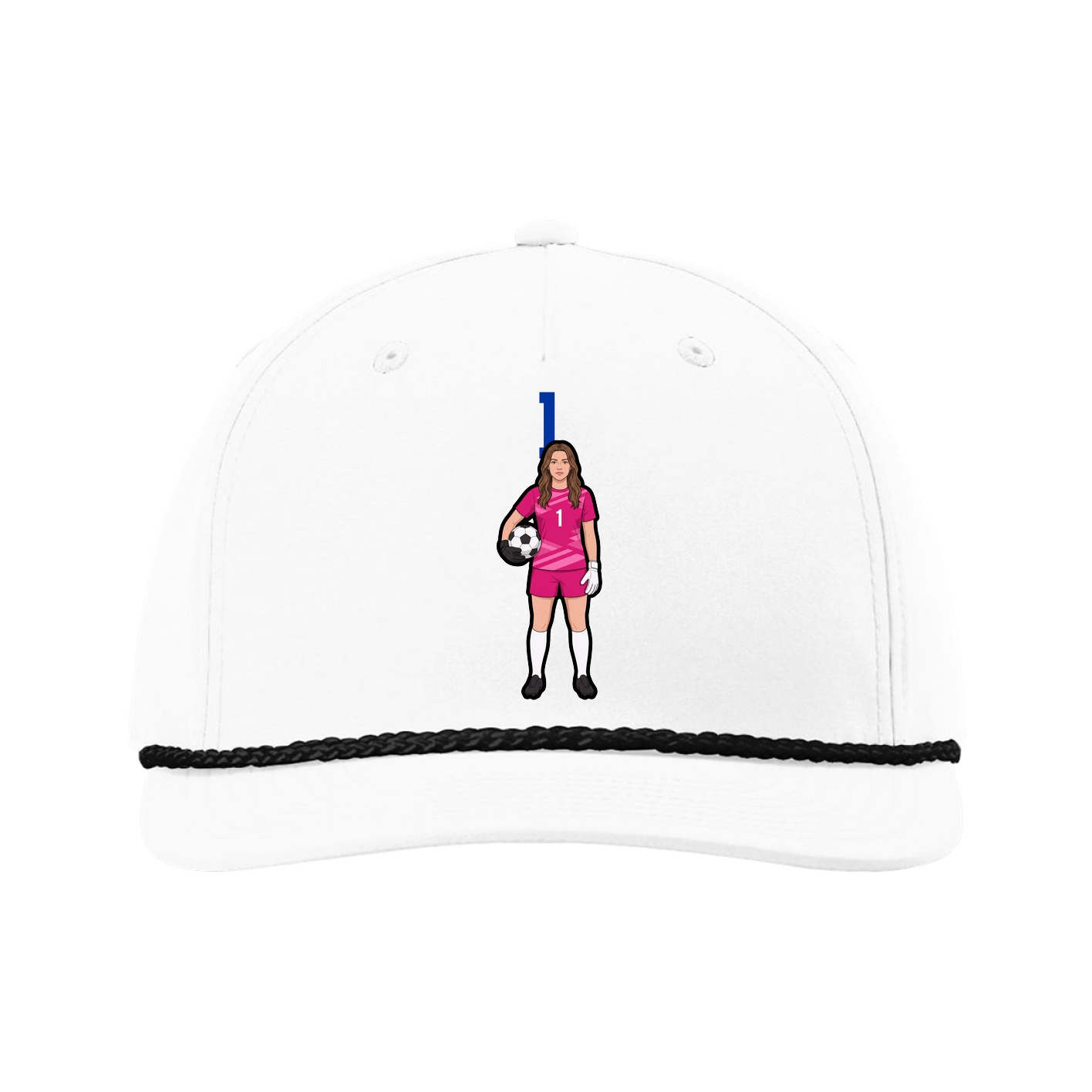 Five-Panel Classic Rope Cap — Number Top in White