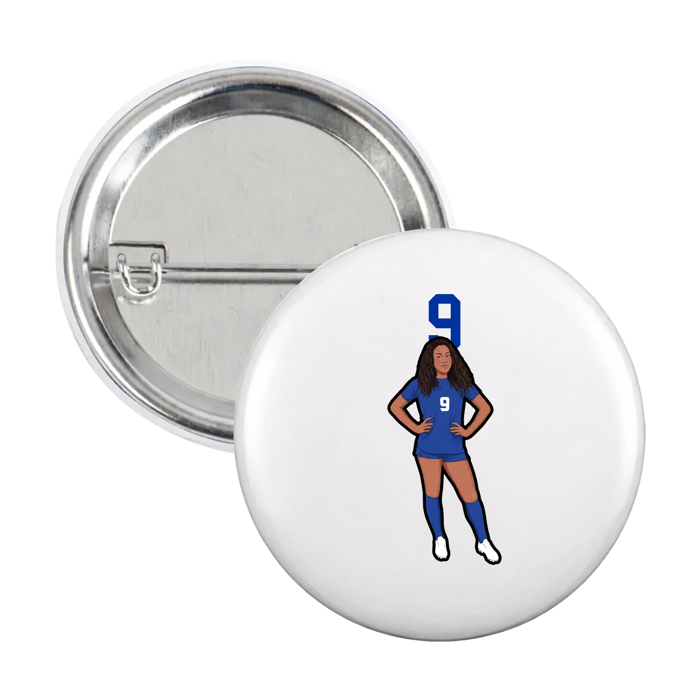 Game Day Button — Number Top in White