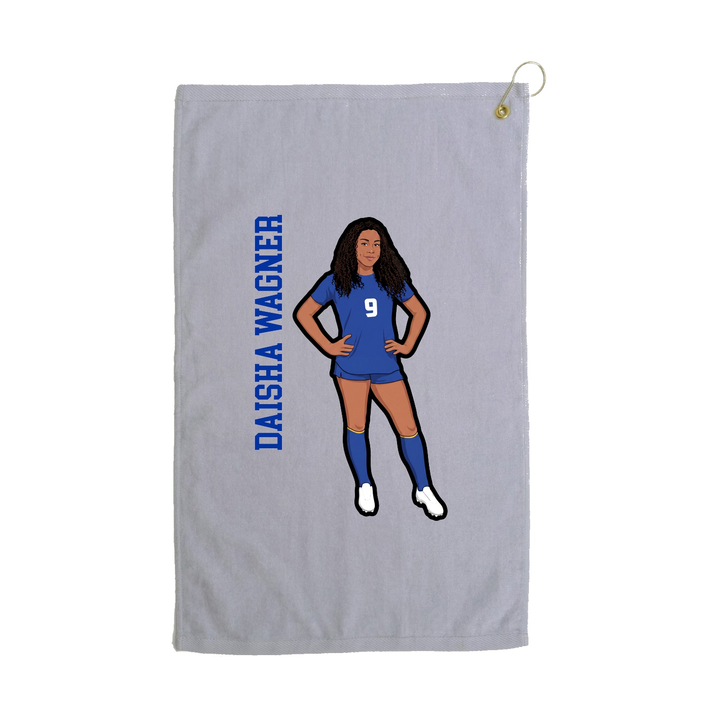 Golf Towel — Name Vertical in Grey