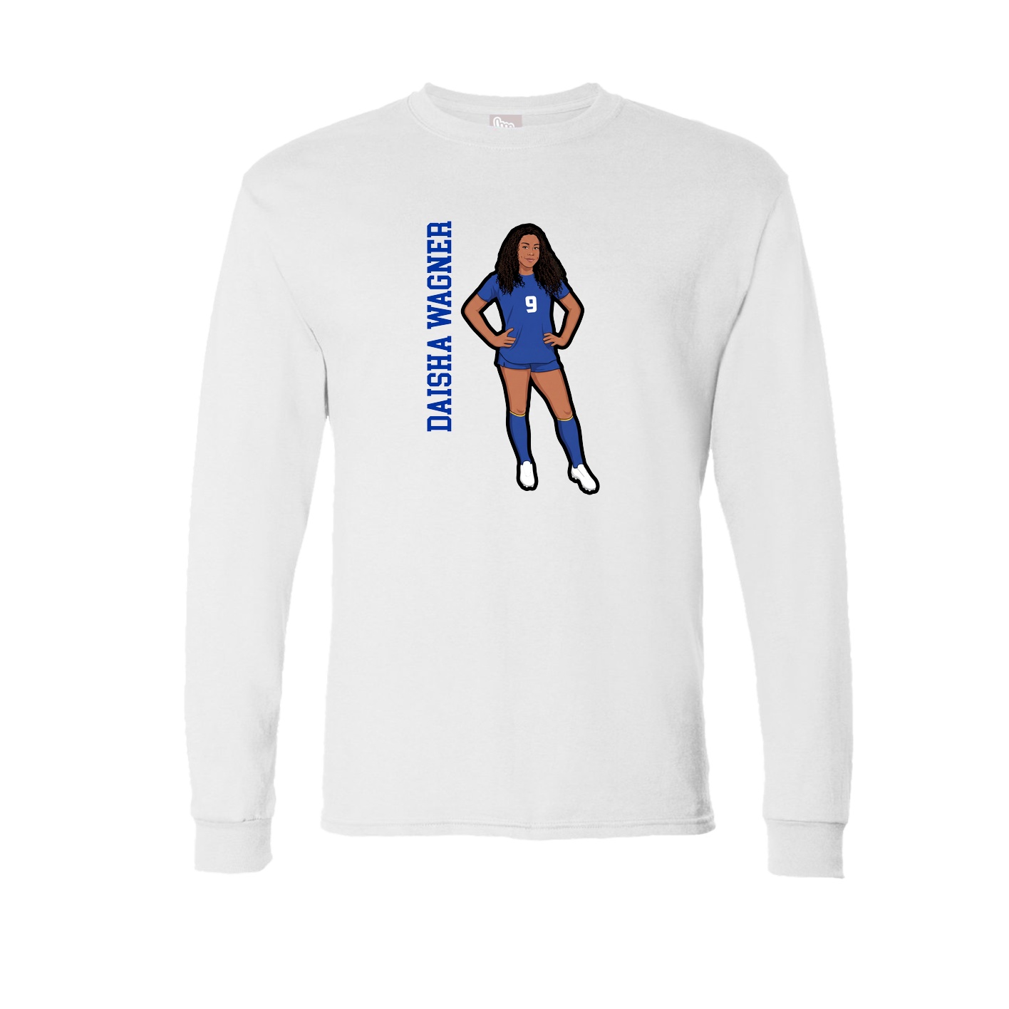 Long Sleeve Tee — Name Vertical in White