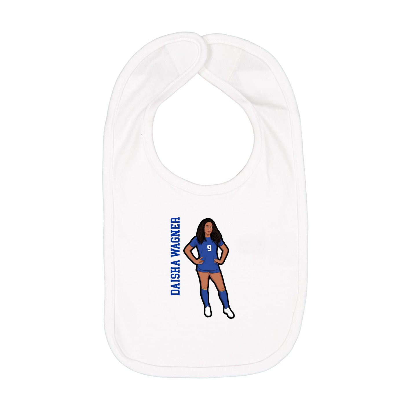Infant Bib — Name Vertical in White