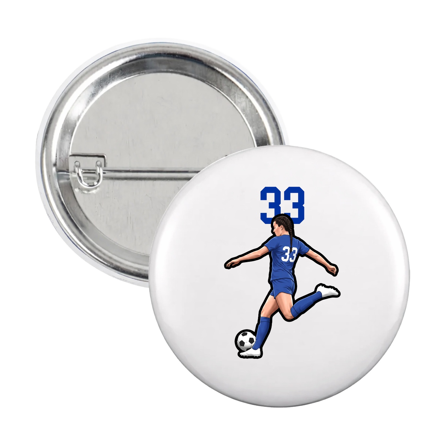 Game Day Button — Number Top in White