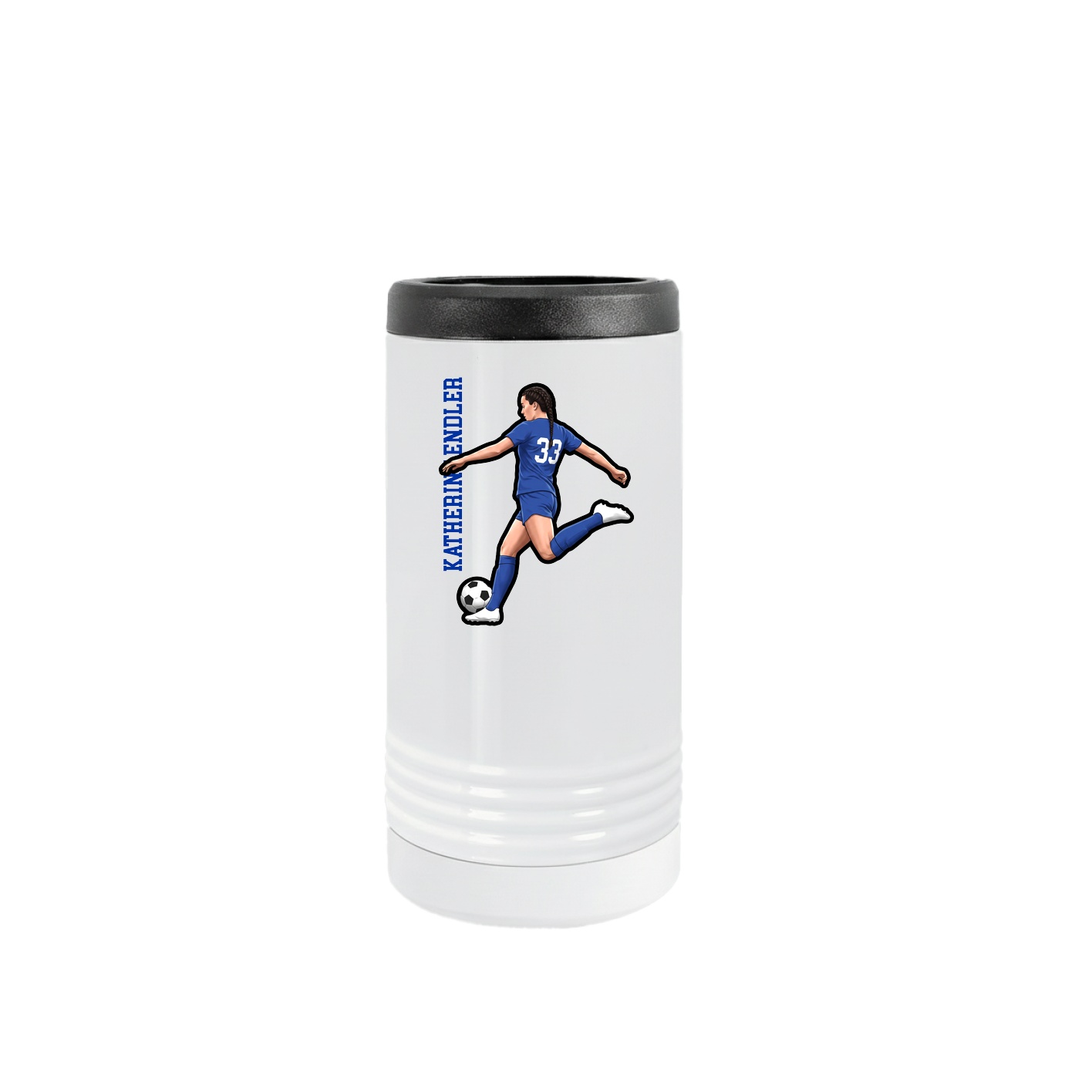 Slim Beverage Holder — Name Vertical in White