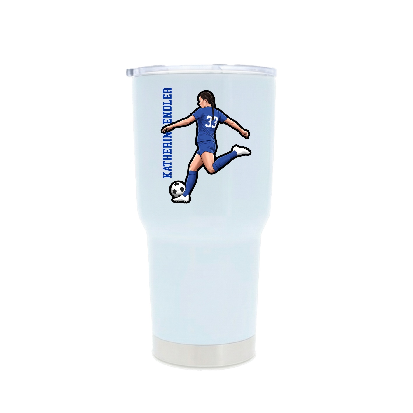 30oz Stainless Steel Tumbler — Name Vertical in White